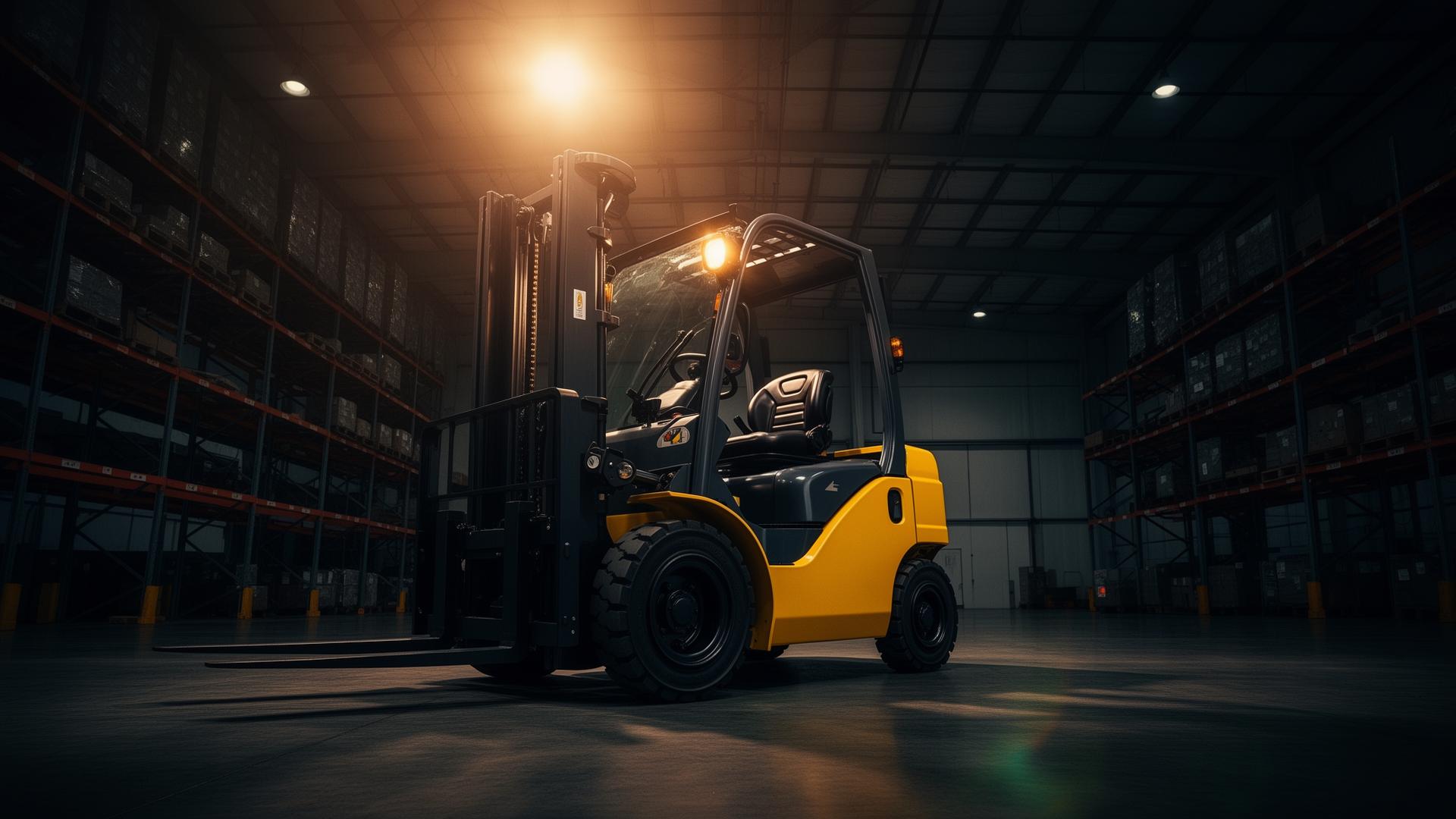 Empilhadeira moderna em galpão industrial